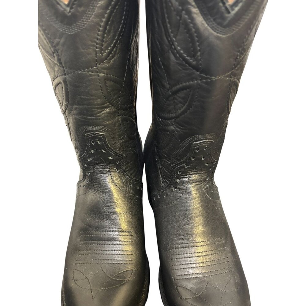 Alvies Black Leather Western Cowboy Boots Size 9 - Picture 5 of 9